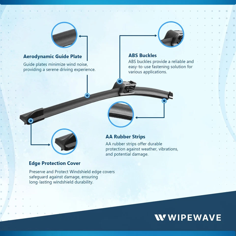 2pcs Wiper blades Set for VW Touareg 18-23 Front Windscreen | WipeWave — 第 2/4 张图片