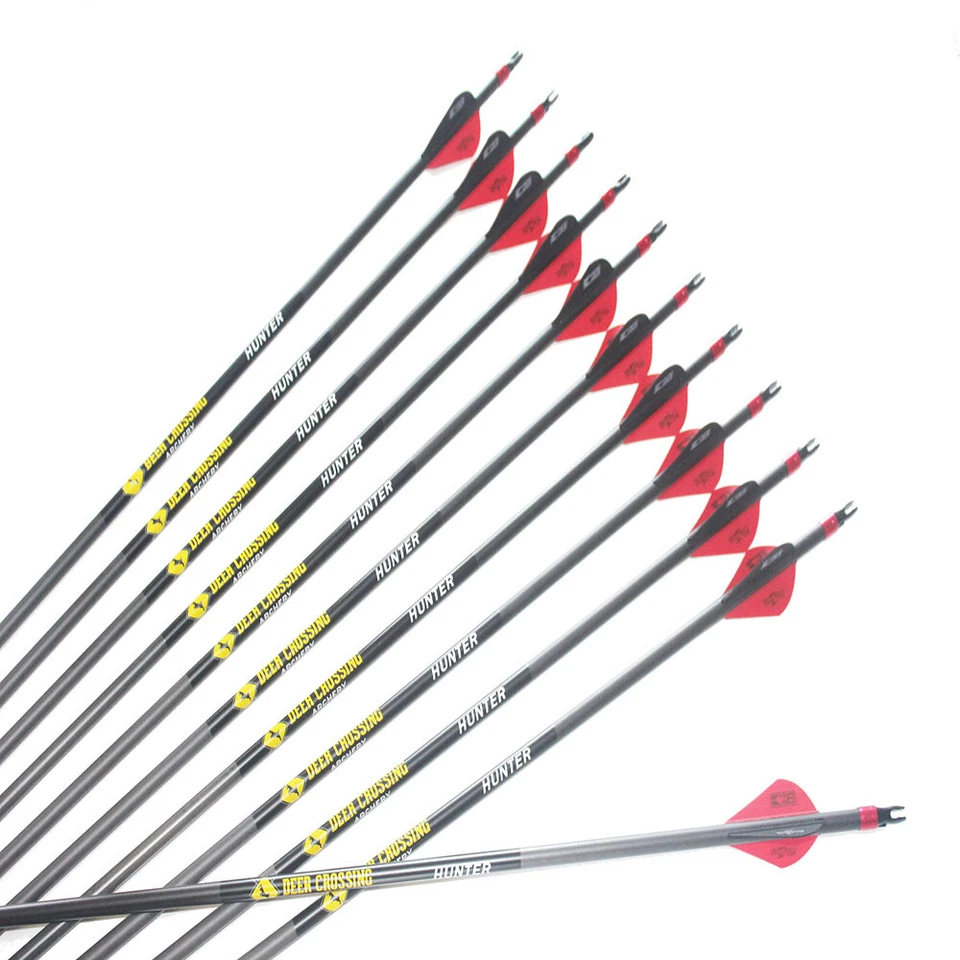 12pcs carbon arrows spine300 340 400 500 600 ID6.2mm arrow shafts 2"plastic vane - Image 2 of 4