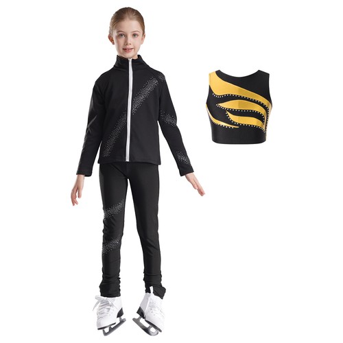Kids Girls Outfits Sleeveless Tracksuits Workout Set Long Sleeve Crop Top Vest - Picture 4 of 53