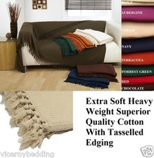 LARGE SIZE 100% Cotton Woven Sofa Bed Throw Blanket Bedspread Settee Cover