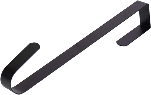 12" Steel Wreath Hanger Hook, Over Door Mount for Holiday Decorations, Black - Picture 5 of 9