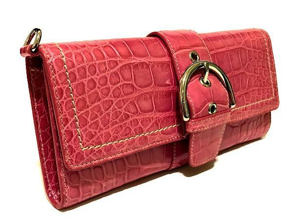 美品✨Coach Accessory Pouch Leather Pink Coach Card Case _ Pillow Quilted Leather Pink Solid Color