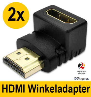 HDMI Winkeladapter 90° Winkel Stecker rechts 1:1 Kabel-Kupplung 1080p FULL HD TV