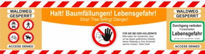 Absperrbanner für Forst, Holzrücker, Baumfällung, Waldarbeiten + Diebstahlschutz