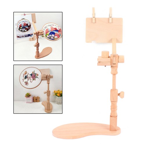 Adjustable Cross Stitch Rack Desktop Embroidery Lap Stand Wood Holder Frame Rack