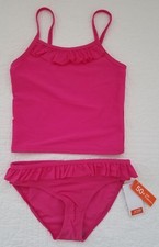 NEW GIRLS JOE FRESH 2 PIECE TANKINI SET MAGENTA PINK RUFFLE SIZE 4/5, 8, 14