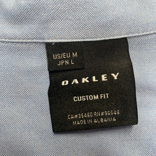 Oakley Shirt Men M Blue Long Sleeve Button Front Pocket Casual Custom Fit Adult - Picture 4 of 12