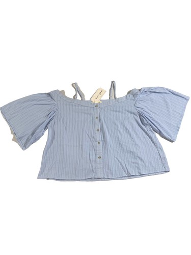 Women’s b.original By Shoe Fly Cold Shoulder Button Down Top Blue Size L