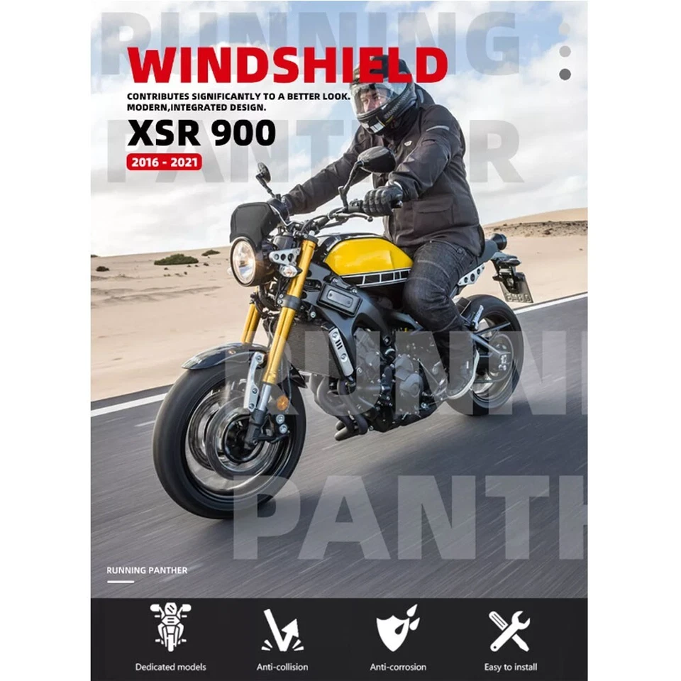 Carenado de aluminio CNC para Yamaha XSR 900 2016-2021 PARABRISAS NEGRO Foto 3 de 4
