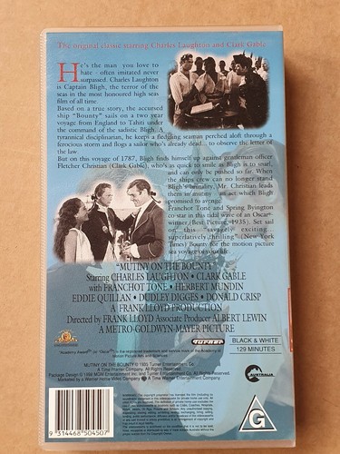 MUTINY ON THE BOUNTY - CLARK GABLE / CHARLES LAUGHTON - VHS Tape Excellent - 第 2/2 張圖片