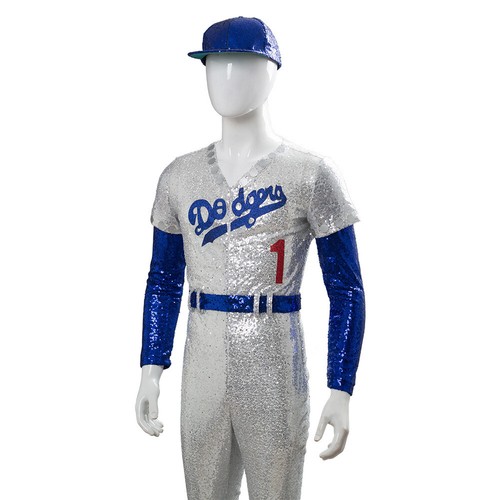 Rocketman Elton John Dodgers Baseball Cosplay Costume Sequin Jumpsuit Uniform - Picture 7 of 10