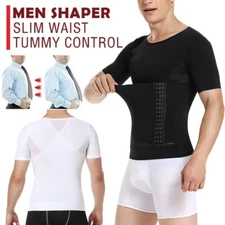 Men's Slimming Body Shaper Compression Belt Tummy Control Shirt Girdle Vest Tank