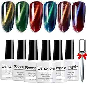  Gel Nail Polish Kit - Cat Eye Magnetic Gel Nail Polish Set, UV LED LLMY-1-6