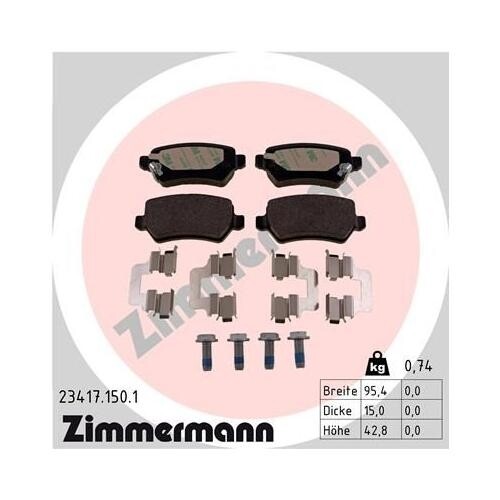 Zimmermann Bremsenset vorne + hinten Bremsscheiben + Bremsbeläge OPEL ZAFIRA B - Bild 6 von 6