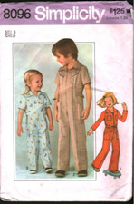 8096 Vintage Simplicity Sewing Pattern Girls 1970s Top Stitched Jumpsuit 5 OOP