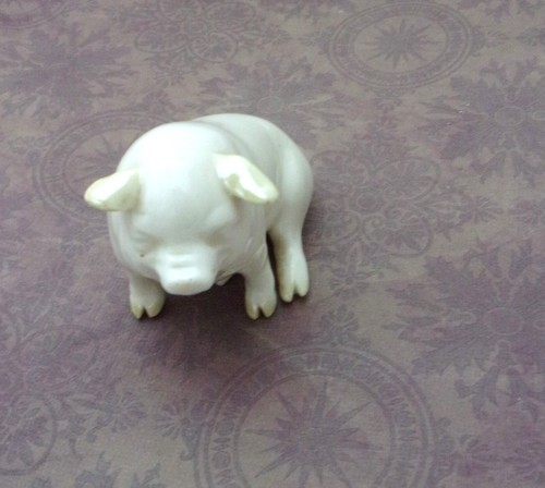 Vintage BELLEEK Porcelain Pig Figurine made in Ireland, Marked Bottom. - Picture 8 of 11