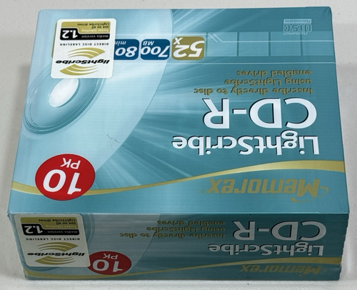 MEMOREX LIGHTSCRIBE CD-R RECORDABLE MEDIA 52x 700mb 80min 10 PACK - New / Sealed - Photo 7/9