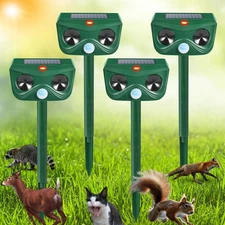 4 Pack Solar Ultrasonic Animal Repellent Deer Repellent Devices Cat Repellent...