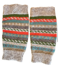 LOST HORIZONS HANDMADE IN NEPAL 100 WOOL KNIT STRIPED LEG WARMERS ONE SIZE