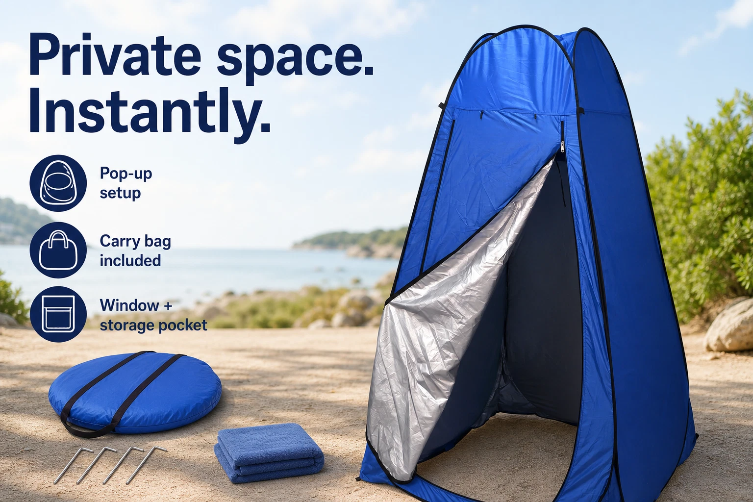 Pop Up Shower Instant Tent Shelter Toilet Beach Camping Outdoor Changing Room Bl