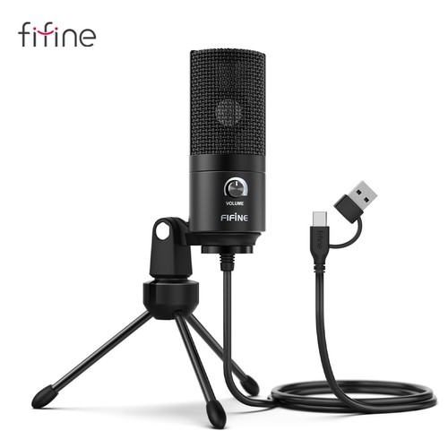 FIFINE K669B Condenser Microphone with Gain Knob, Metal Recording Mic Laptop PC