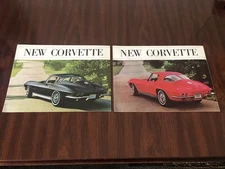 2-ORIGINAL 1963 CHEVROLET CORVETTE Split Window COLOR SALES BROCHURE RED & BLACK