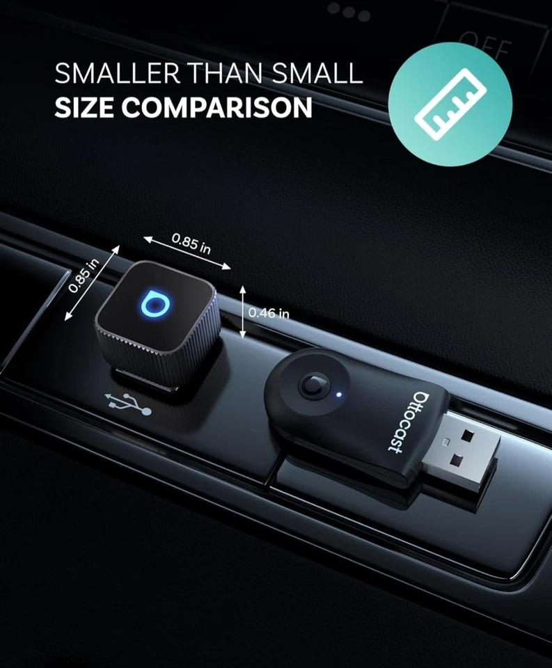 Adaptador Carplay Inalámbrico 2 en 1 OTTOCAST Mini Slim para CarPlay y Android Auto Foto 3 de 4