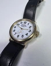 SHINOLA THE RUNWELL 47MM GOLD TONE/BLK LEATHER/ARGONITE-1069 WATCH