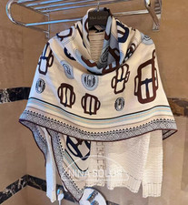 70 cashmere 30 silk Blue Horsebit double side printed square Wrap shawl 51''