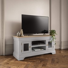 Francis Pebble Grey Painted Large TV Unit French Style Storage