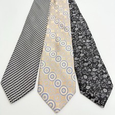 Lot 3 Michael Kors Necktie Mens Tie Multicolor Check Floral Geometric Silk 59"