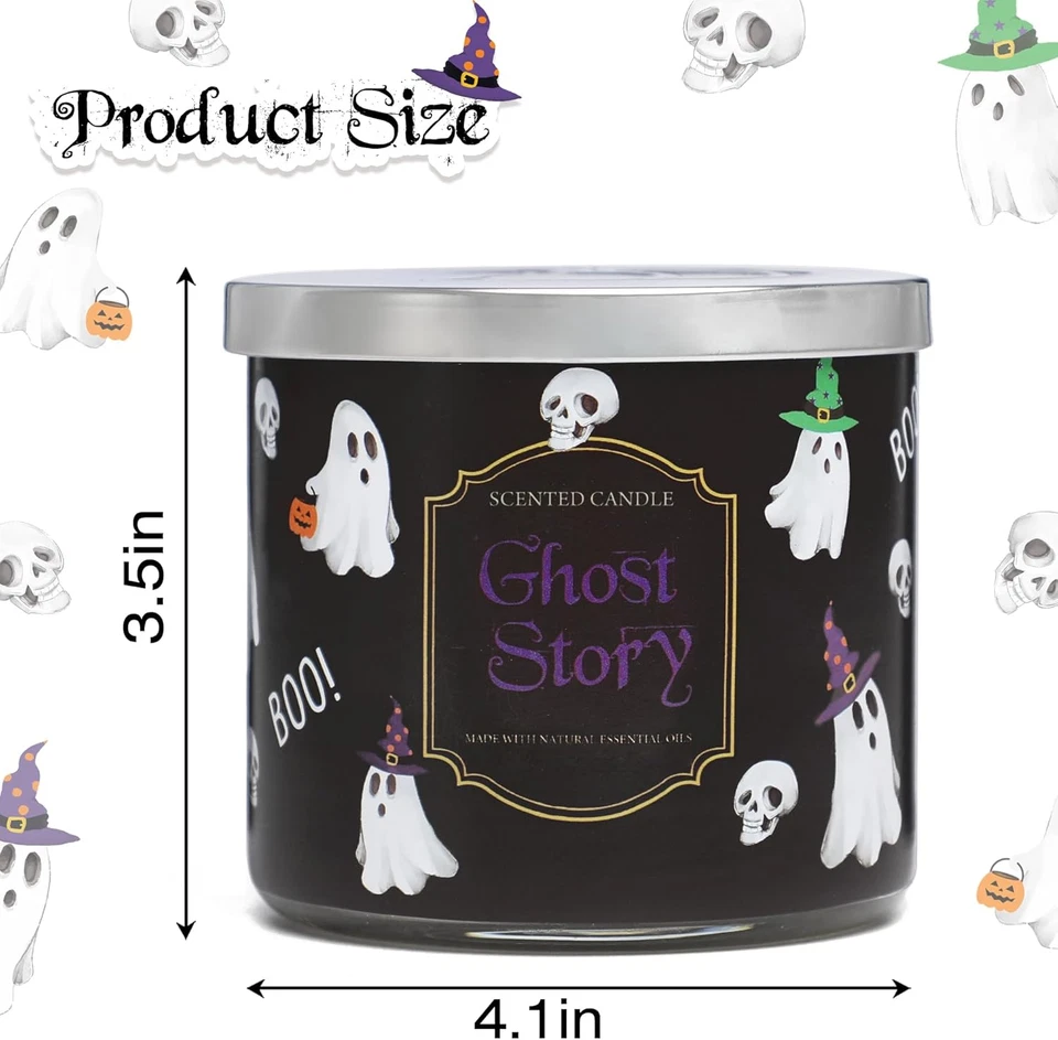 Halloween Candles, Pumpkin Spice Scented Candle for Halloween Ghost Decor, 3 Wic - Image 2 of 4