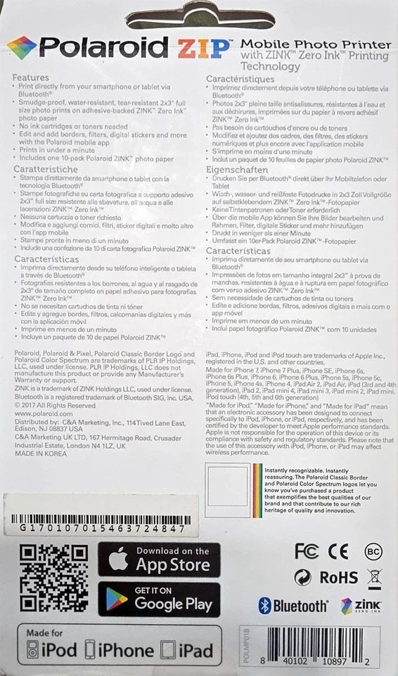 polaroid phone printer and 2 packs of 50 sheets Each - Image 3 of 4