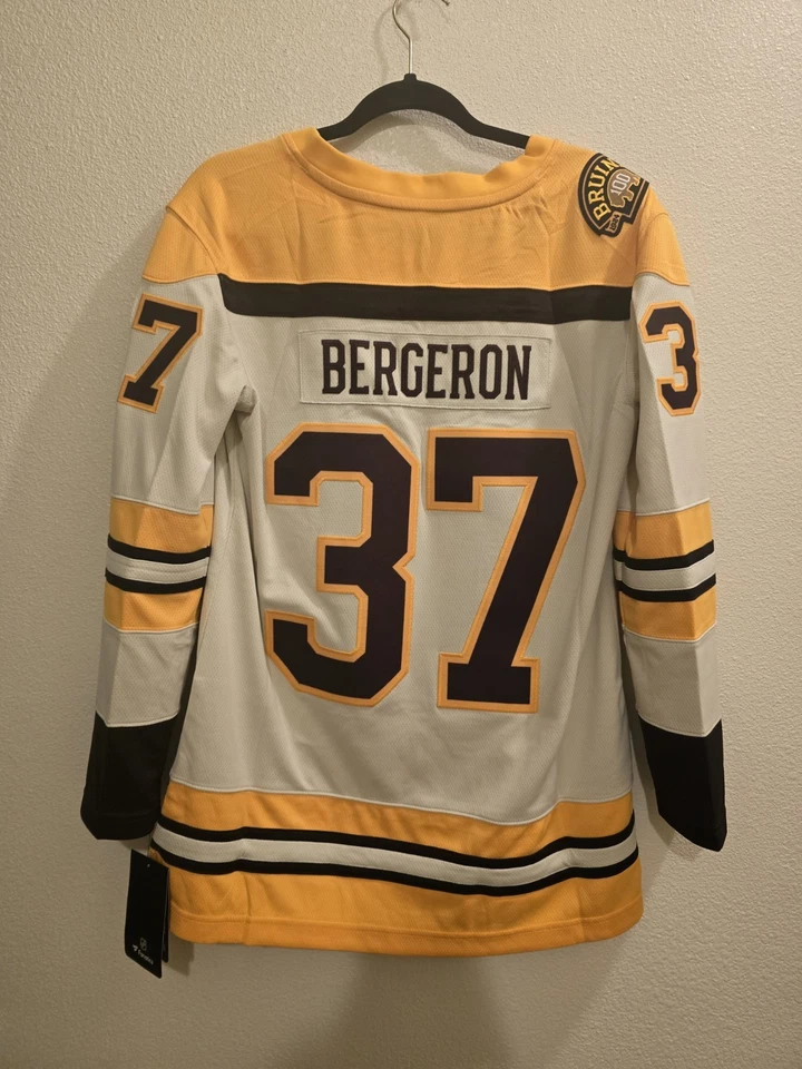 Camiseta deportiva Boston Bruins Bergeron #37 100 aniversario de la NHL - grande para mujer nueva con etiquetas Foto 4 de 4