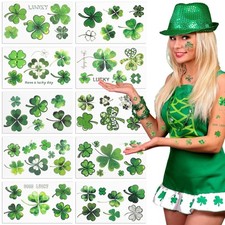 St. Patrick's Day Temporary Tattoos Shamrock Four Leaf Clover Lucky Stickers