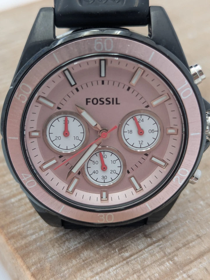 Fossil Original BQ3213 Pink Unisex Black Stainless Steel Watch 39mm 8" Wrist - Image 3 of 4