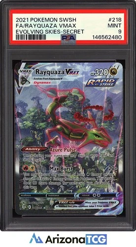 Pokemon 2021 Rayquaza VMAX 218/203 Alt Art Secret Rare Evolving Skies PSA 9