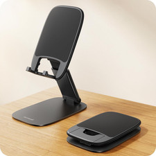 Ultra-Thin Cell Phone Stand for Desk - Height Adjustable Foldable Desktop Phon