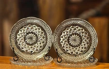 Vtg Anchor Hocking 6" Bread Plate Wexford 1960's Scalloped Criss-Cross Set of 4