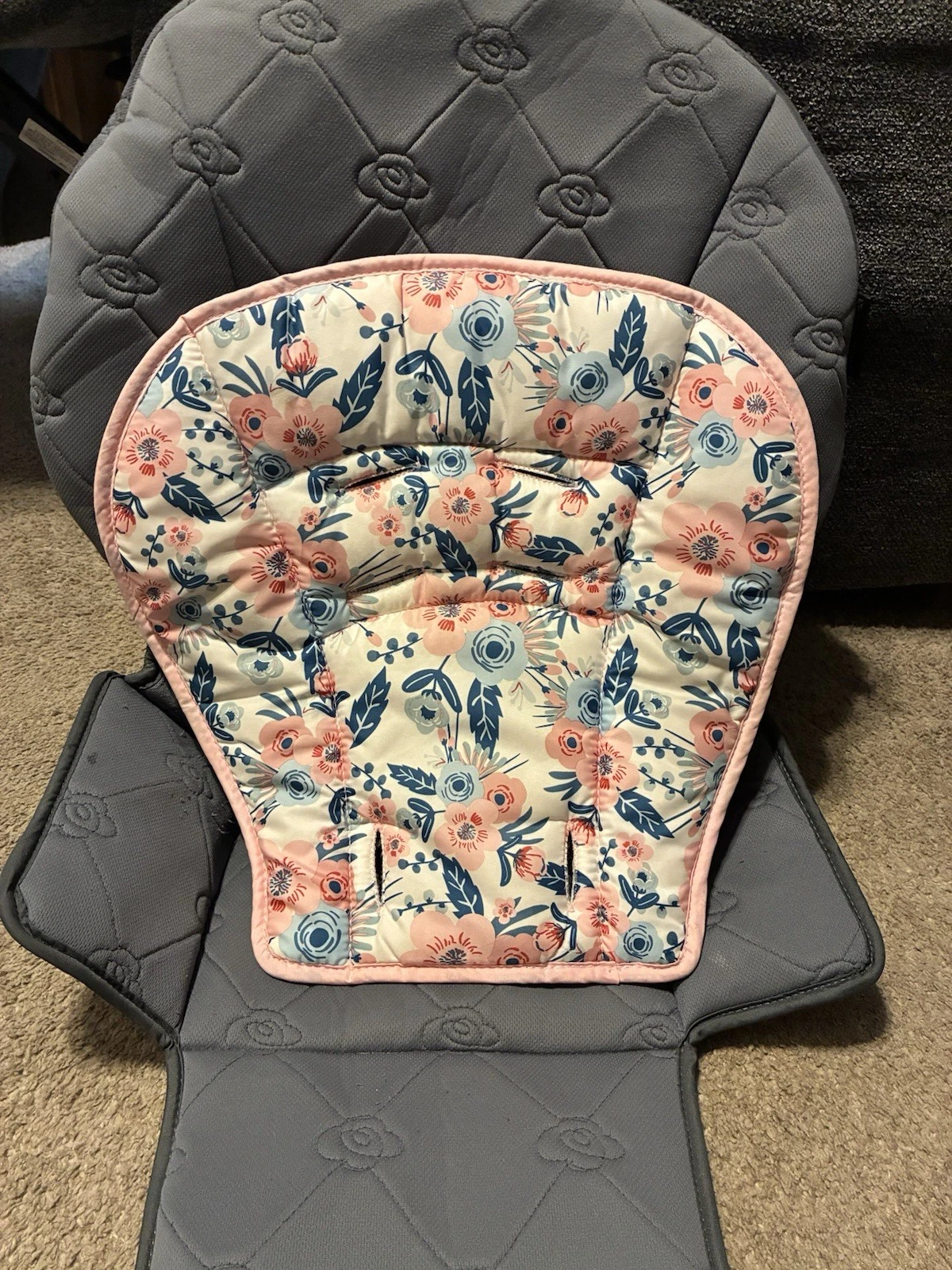 Baby Trend Tot Spot Highchair Replacement Seat Cushion Pad Chair Flower Gray