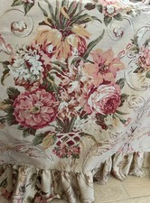 Ralph Lauren Flat Sheet KING Guinevere Aragon Medieval Ruffled Floral Pink Rose
