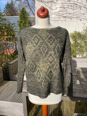 TANDEM, sehr schöner Pullover , Grüntöne mit Muster, Wolle, Gr.36, sehr gut