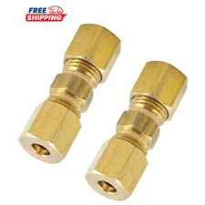 Brass Compression Tube Fitting, Union, 5/16" OD x 5/16" OD, Pack of 2