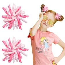 2PCS Pink Korker Bows for Girls 3 Curly Bow Hair Clip Ribbon Ponytail Bows Al...
