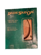 Vintage Solid Oak Elongated Toilet Seat With Solid Brass Hinge 19 x15.25 x2.5H