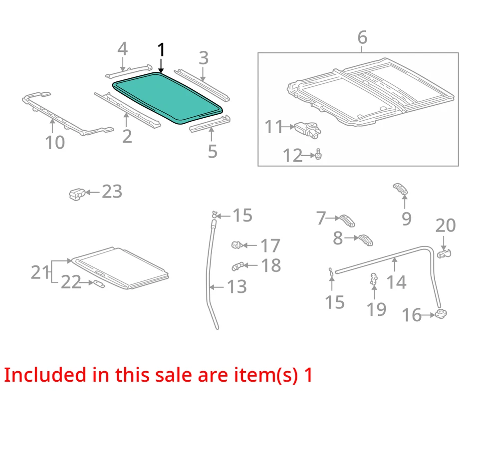 Toyota Highlander 2001-2003 techo corredizo ventana vidrio fábrica OEM Foto 3 de 4