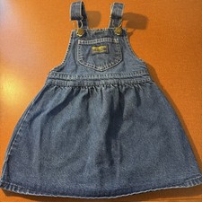 VTG OshKosh B'Gosh Blue Denim Overall Jumper Dress Size 3T 100 Cotton USA