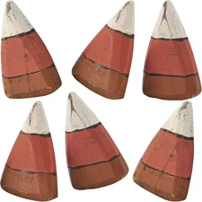 Set of 6 3" Wood Chunky Candy Corn Bowl Fillers Scatters Halloween Fall Decor