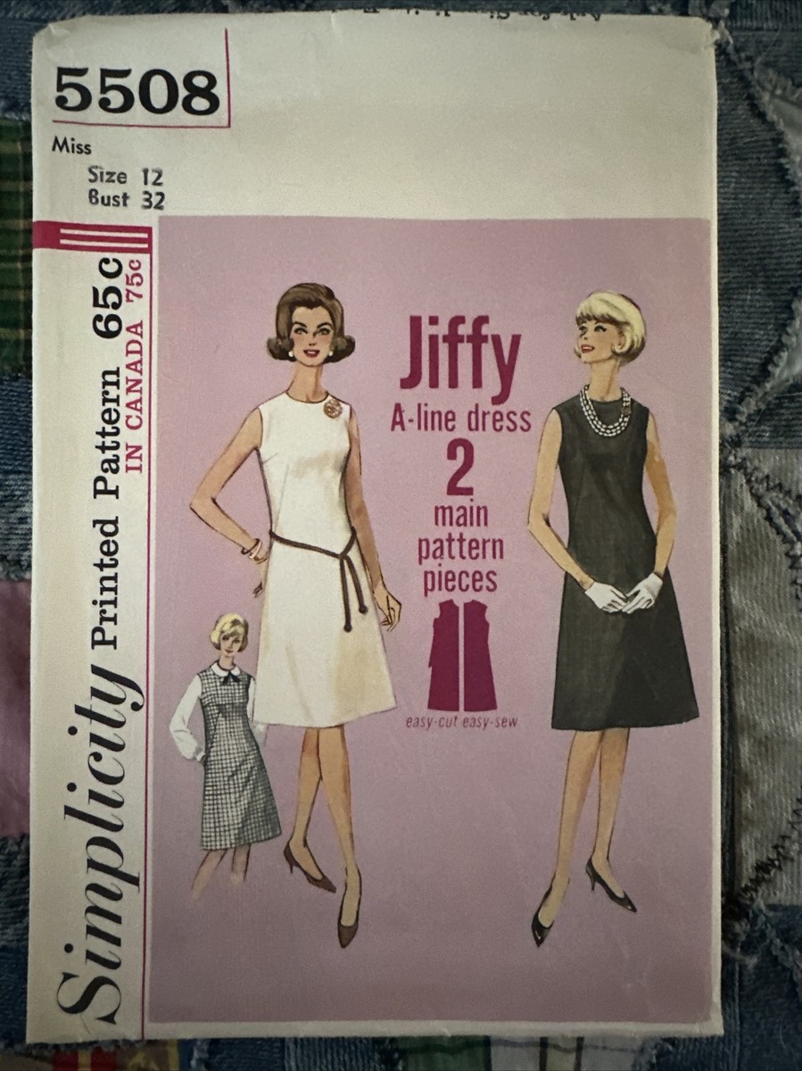 classic a line dress pattern Vintage 1964 Simplicity 5508 Size 12 Jiffy A-line Simple printable simple a line dress pattern free V-Neck Wedding Dresses | Product ID:AP1E212186_AA271_M SUPPORT Due to the Colour:Cerise