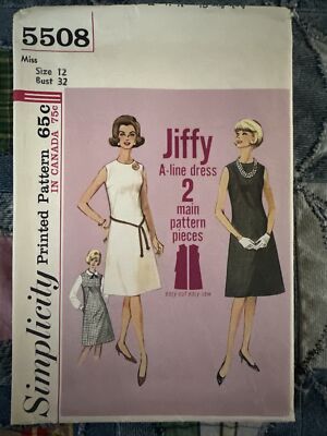 Vintage 1964 Simplicity Pattern 5508 Size 12 Jiffy A-line Dress Simple Classic | eBay Vintage 1964 Simplicity Pattern 5508 Size 12 Jiffy A-line Dress Simple Classic | eBay